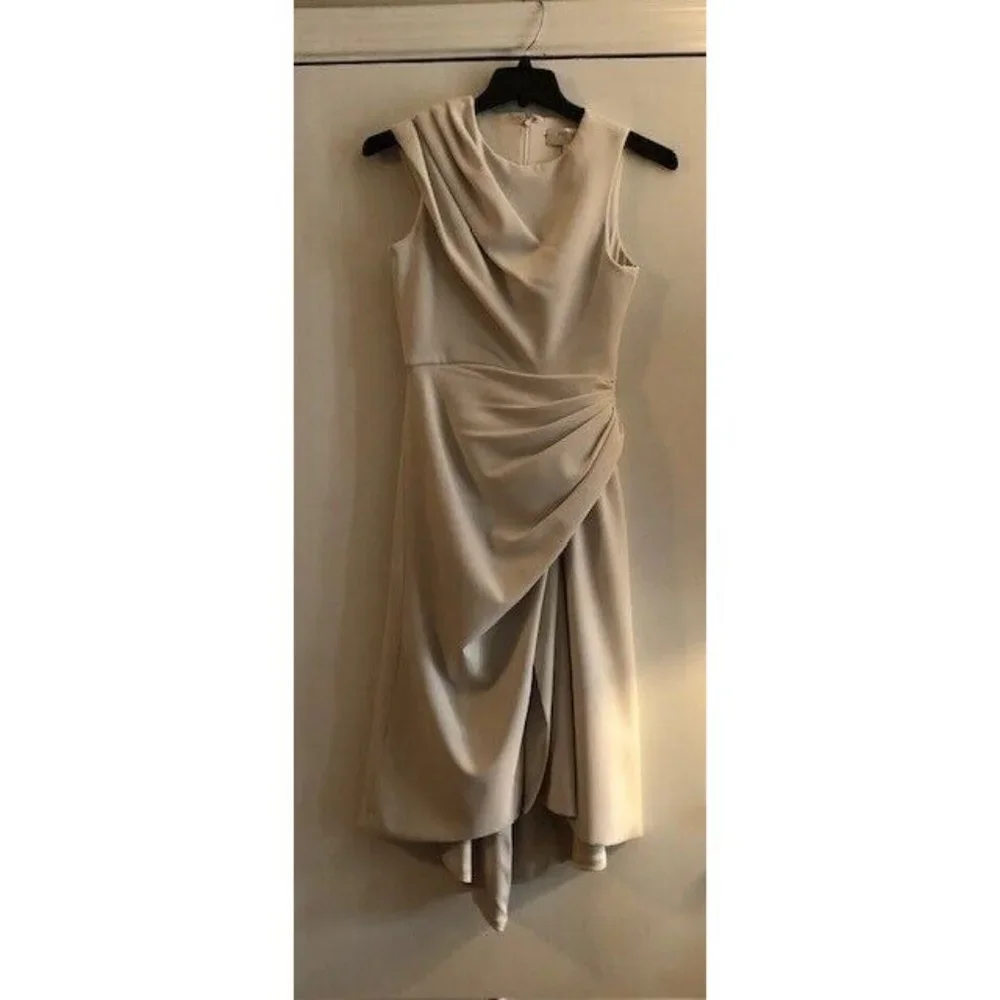 PREOWNED $1200 CHRISTIAN SIRIANO IVORY DRAPED RUCHED DRESS US SIZE 4 SOLD OUT! - Picture 4 of 6